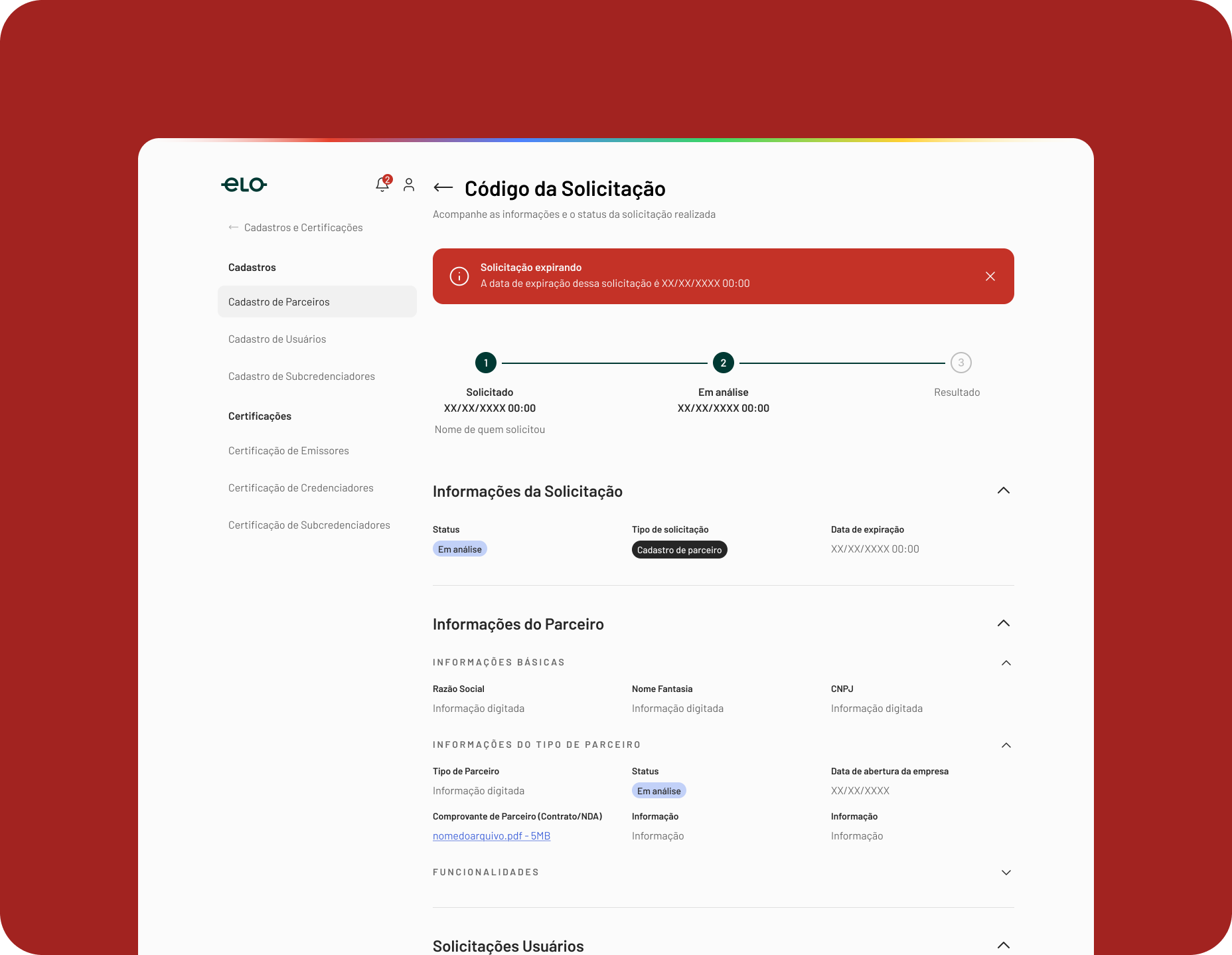 Request status page and progress stepper